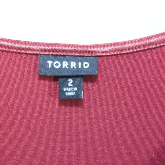 Torrid Red Liquid Knit Tea Length Dress H11455 - Picture 6 of 12